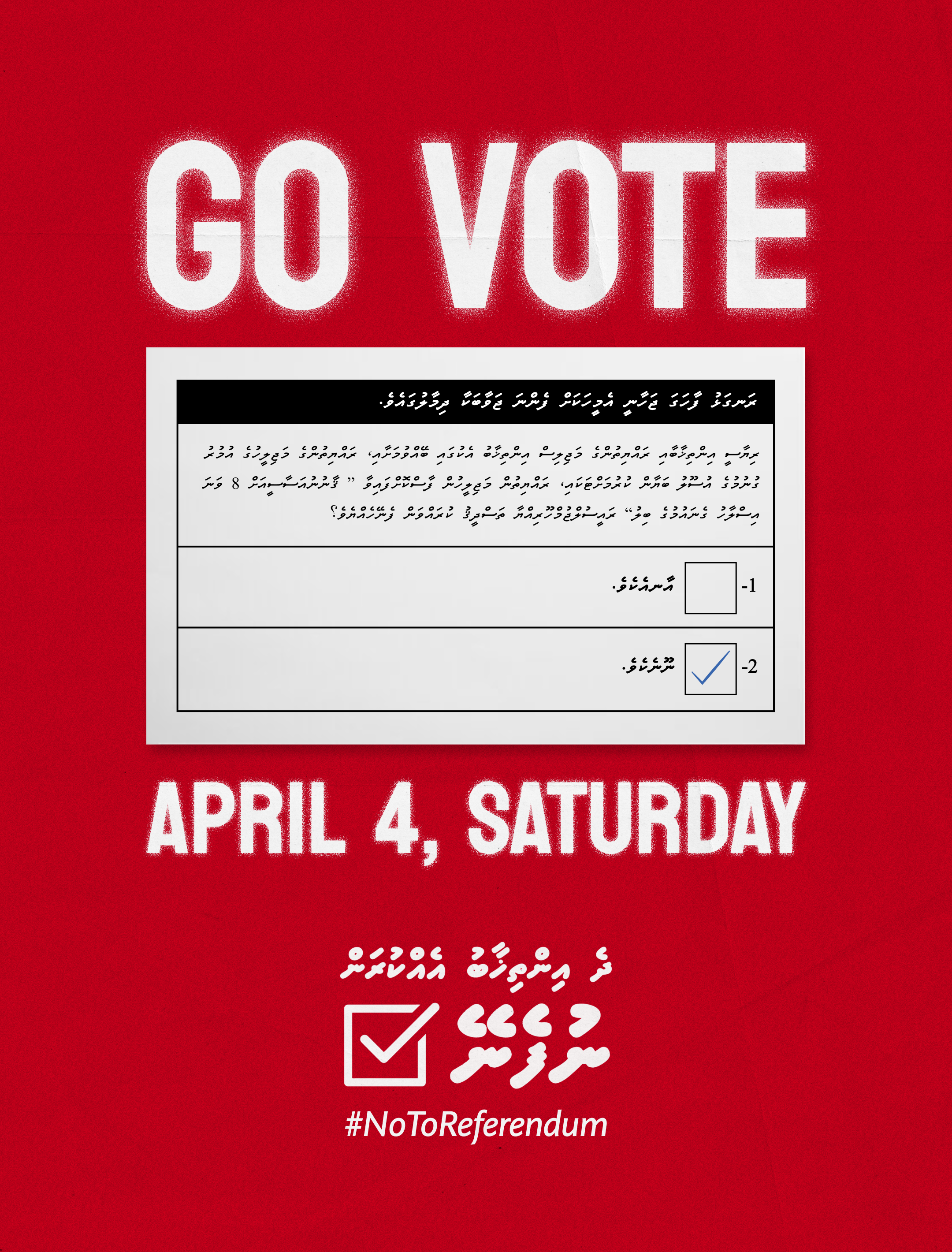 Go Vote poster with a sample ballot and the date April 4, Saturday